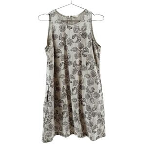 Garnet Hill Natural Paisley 100% Linen Shift Dress — New w/o Tags